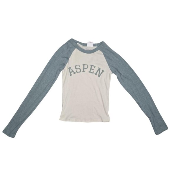 Pink Republic Aspen Graphic Long-Sleeve Raglan Tee Size XS Cotton Blend Womens C - Picture 1 of 2
